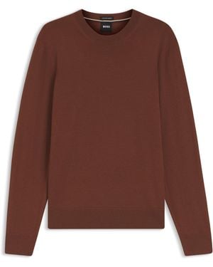 BOSS Jersey Regular Fit En Lana Merina - Marrón