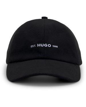 HUGO Gorra De Perfil Bajo De Franela Cepillada Con Logo Bordado - Negro