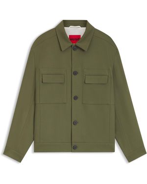 HUGO Slim-Fit Colbertjas Van Kreukbestendig Twill - Groen