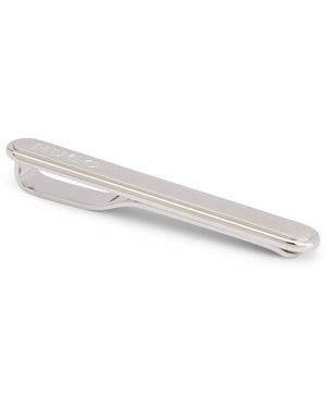 HUGO Oval-Shaped Tie Clip With Engraved Logo - White