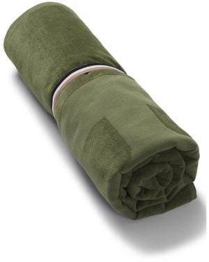 BOSS Cotton-Velvet Beach Towel With Sculpted Logo - Green