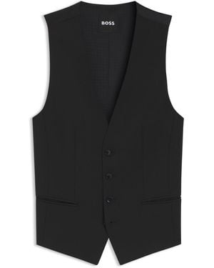BOSS Chaleco Slim Fit De Lana Virgen Con Estampado De Logos - Negro