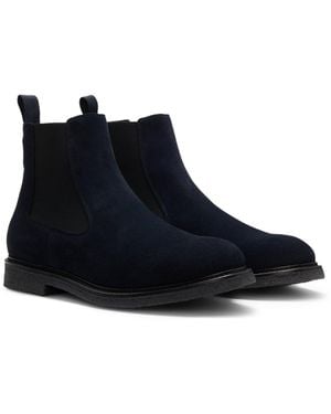 BOSS Suede Chelsea Boots With Elasticated Panels - Black