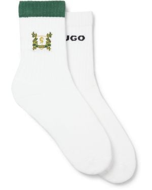 HUGO Lot De Deux Paires De Chaussettes En Coton Mélangé Avec Broderie - Blanc