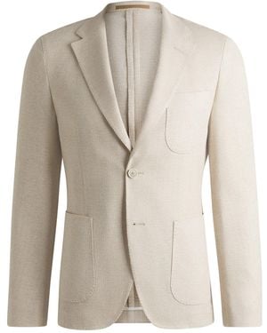 BOSS Gemustertes Slim-Fit Sakko Aus Leinen-Mix Mit Baumwolle - Natur