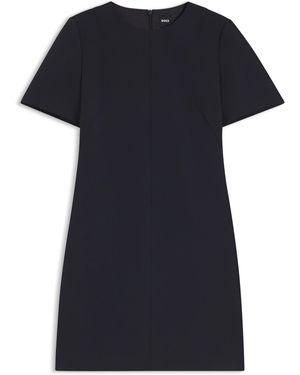 BOSS Kurzarm-Kleid Aus Japanischem Krepp - Schwarz
