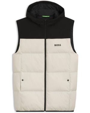 BOSS Water-Repellent Hooded Gilet With Down Filling - Black