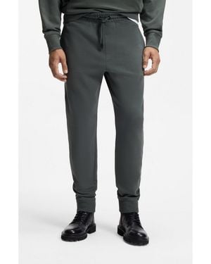 BOSS Cotton-Terry Tracksuit Bottoms With Logo Detail - Grey