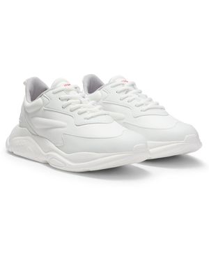 HUGO Logo-Counter Trainers With Canvas-Effect Fabric - White