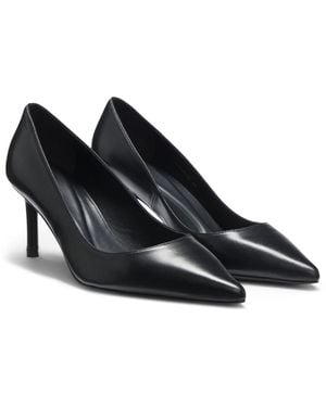 BOSS Leather Court Shoes With Pointed Toe - Black