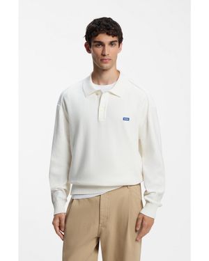 HUGO Oversized-Fit Polo Jumper - White