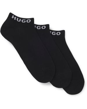 HUGO Three-Pack Of Ankle Socks With Logo Cuffs - Black
