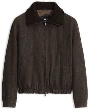 BOSS Chaqueta Bomber En Mezcla De Lana - Negro