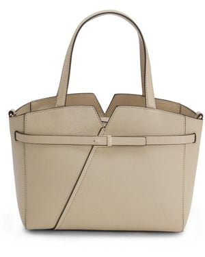BOSS Revers Small Leather Tote Bag With Belt Detail - Natural