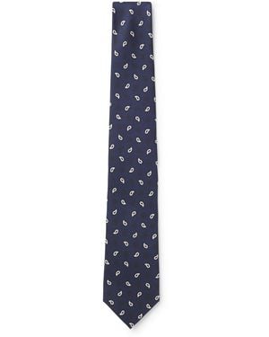 BOSS Silk Tie With All-Over Print - Blue
