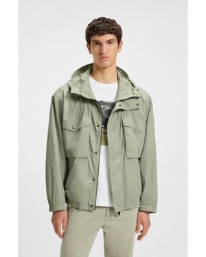 BOSS Water-Repellent Jacket With Hood Visor - Green