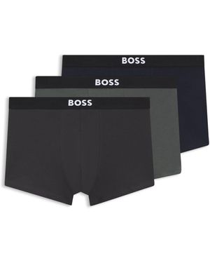 BOSS Dreier-Pack Eng Anliegende Boxershorts Aus Stretch-Baumwolle Mit Kurzem Bein Und Logos Am Bund - Schwarz