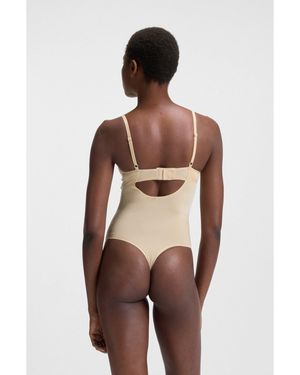BOSS Fixed-Cup Stretch Bodysuit With Mesh Inserts - Natural