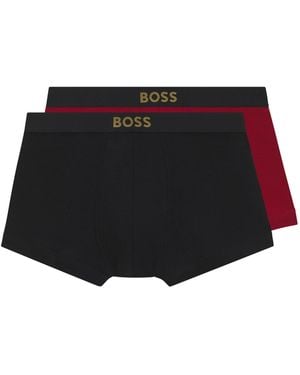 BOSS Paquete De Dos Calzoncillos Bóxer En Algodón De Canalé En Caja De Regalo - Negro