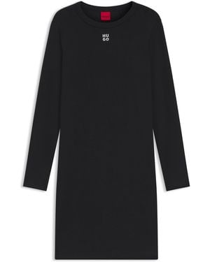 HUGO Stretch-Jersey Dress With Stacked Logo - Black