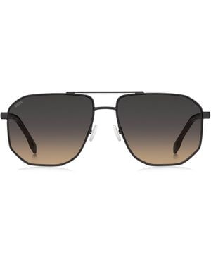 BOSS Zonnebril Van Staal Met Goudkleurig Logo-Inzetstuk - Zwart