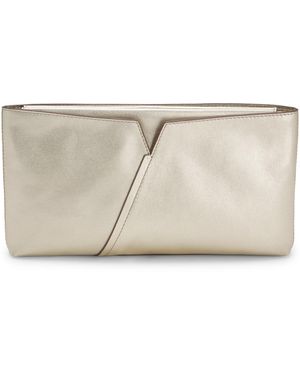 BOSS Revers Clutch Aus Metallic-Leder Mit Geteilter Oberkante - Natur