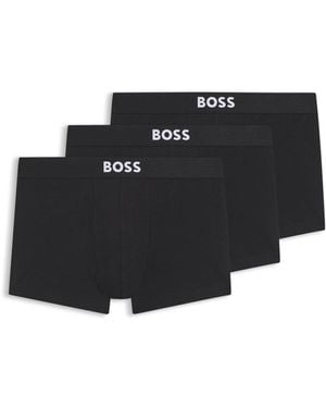BOSS Three-Pack Of Stretch-Cotton Trunks With Logo Waistbands - Black