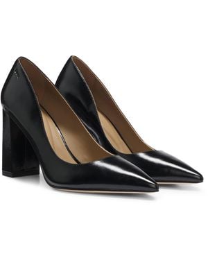BOSS Pumps Aus Leder Mit Spitzer Kappe Und Hohem Absatz - Schwarz