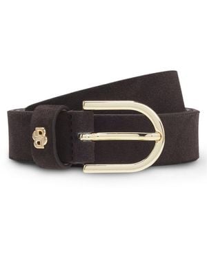BOSS Suede Belt With-Tone Double B Monogram - Black