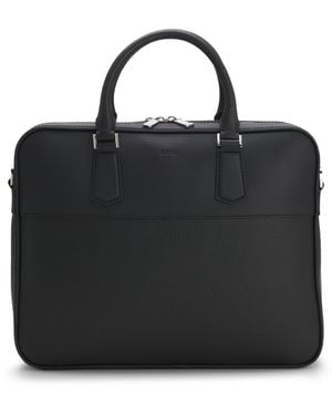 BOSS Aktentasche Aus Leder Mit Glattem Und Genarbtem Finish - Schwarz