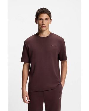HUGO Waffle-Structured Pyjama T-Shirt With Embroidered Logo