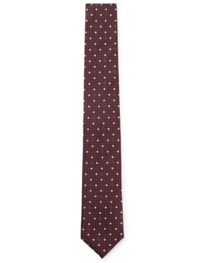 BOSS Stropdas Van Een Zijdemix Met Micro-Double B-Monogrammen - Paars