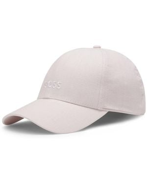 BOSS Linen Cap With Embroidered Logo - White