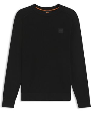 BOSS Pullover Aus Baumwolle Und Kaschmir Mit Verschiedenen Strukturen - Schwarz