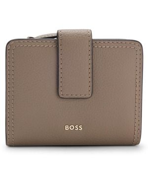 BOSS Leather Wallet With Logo Lettering - Brown