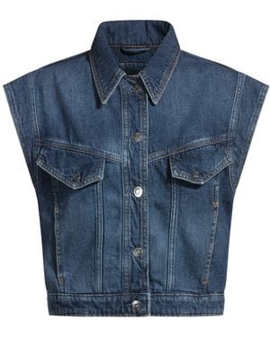 BOSS Ärmellose Jacke Im Boxy-Fit Aus Indigoblauem Denim