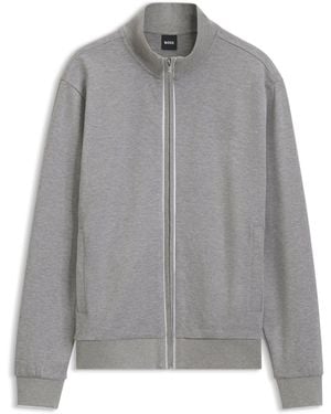 BOSS Sudadera Con Cuello Con Cremallera En Algodón - Gris