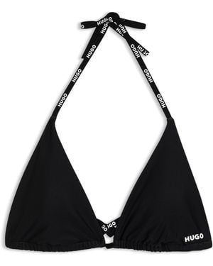 HUGO Triangle Bikini Top With Logo Ties - Black
