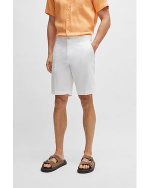 BOSS Slim-fit Shorts In Stretch-cotton Twill - White