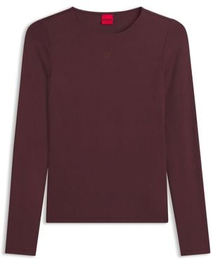 HUGO Top Van Stretchjersey Met Tweedelige Logoprint - Paars