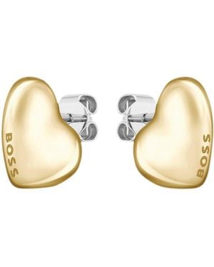 BOSS Tone Earrings With Heart-Shaped Design - Metallic