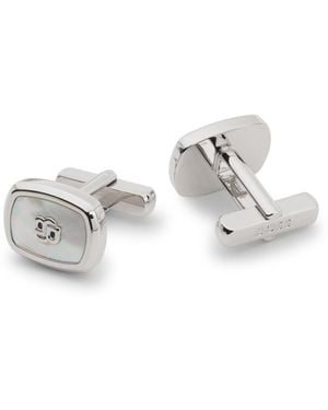 BOSS Manschettenknöpfe Mit Double-B-Monogramm Und Perlmutt-Einsatz - Weiß