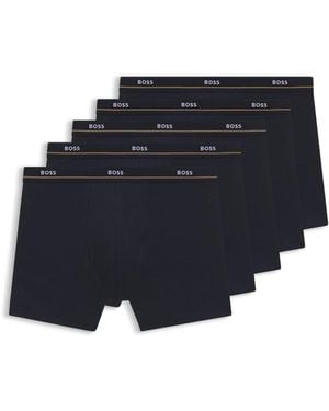 BOSS Five-Pack Of Logo-Waistband Stretch-Cotton Boxer Briefs - Blue