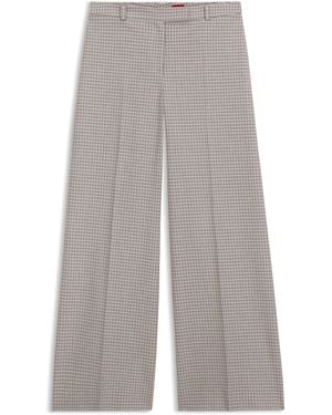 HUGO Wide-Leg Trousers With Micro Check - Grey