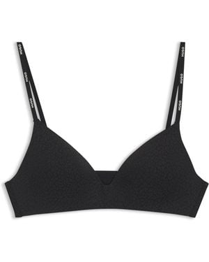 HUGO Bralette Aus Stretch-Jersey Mit Leoparden-Print - Schwarz