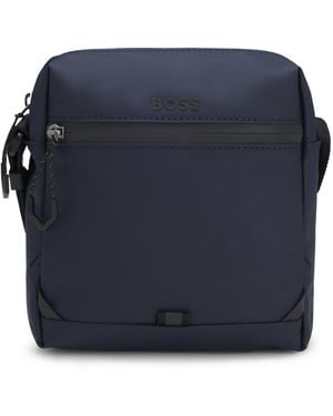 BOSS Faux-Leather Reporter Bag With Reflective Details - Blue