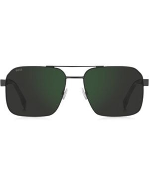 BOSS Sonnenbrille Aus Mattschwarzem Stahl Und Acetat Mit Doppelsteg - Grün