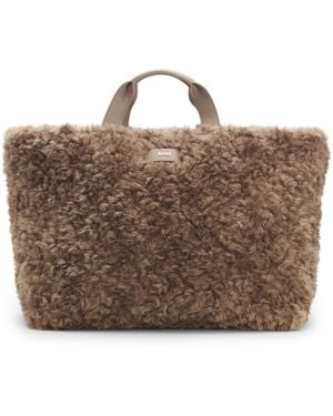BOSS Tote Bag Aus Teddy-Gewebe Mit Logo-Riemen - Braun