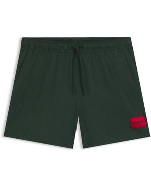 HUGO Fully Lined Swim Shorts With Logo Label - Green