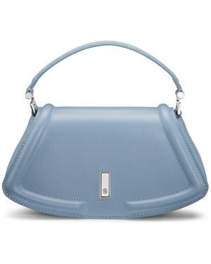 BOSS Ariell Leather Shoulder Bag With Double B Monogram Hardware - Blue